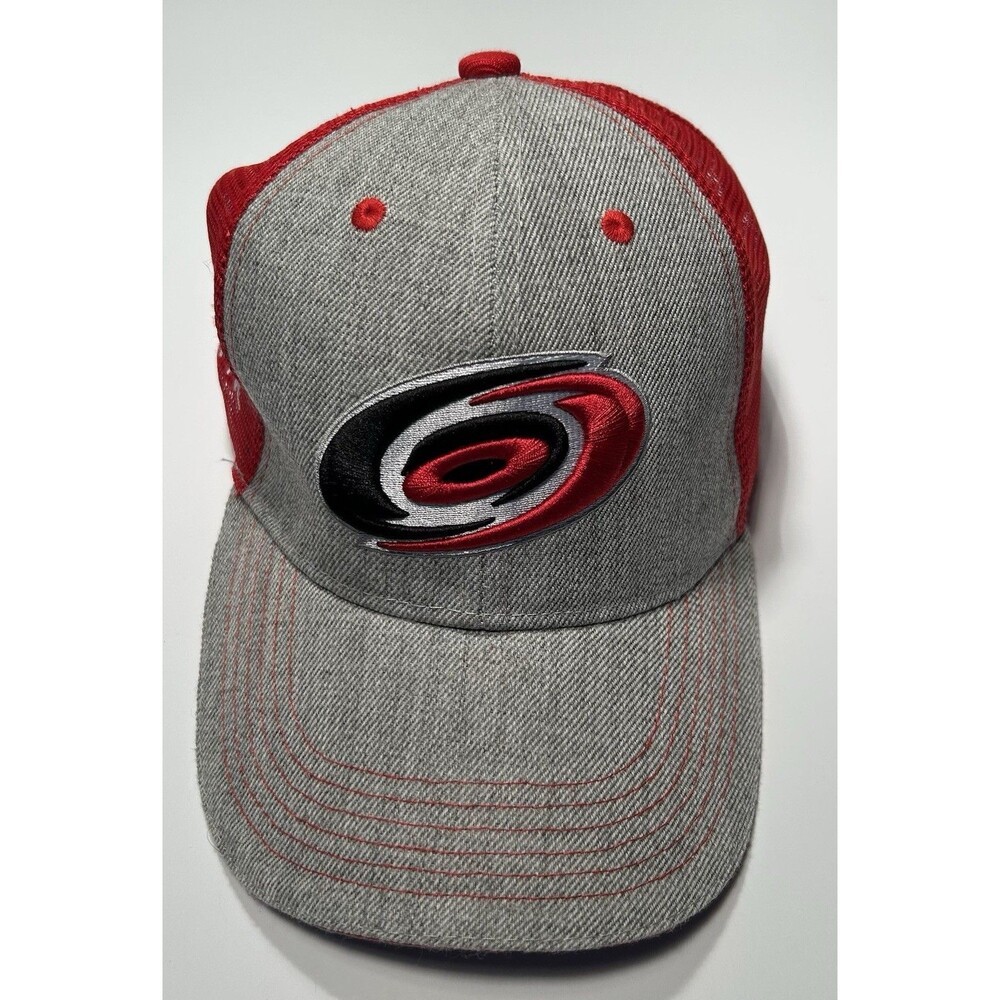 Carolina Hurricanes NHL Trucker Hat Snapback Mesh Red Gray PNC Logo By Melonwear